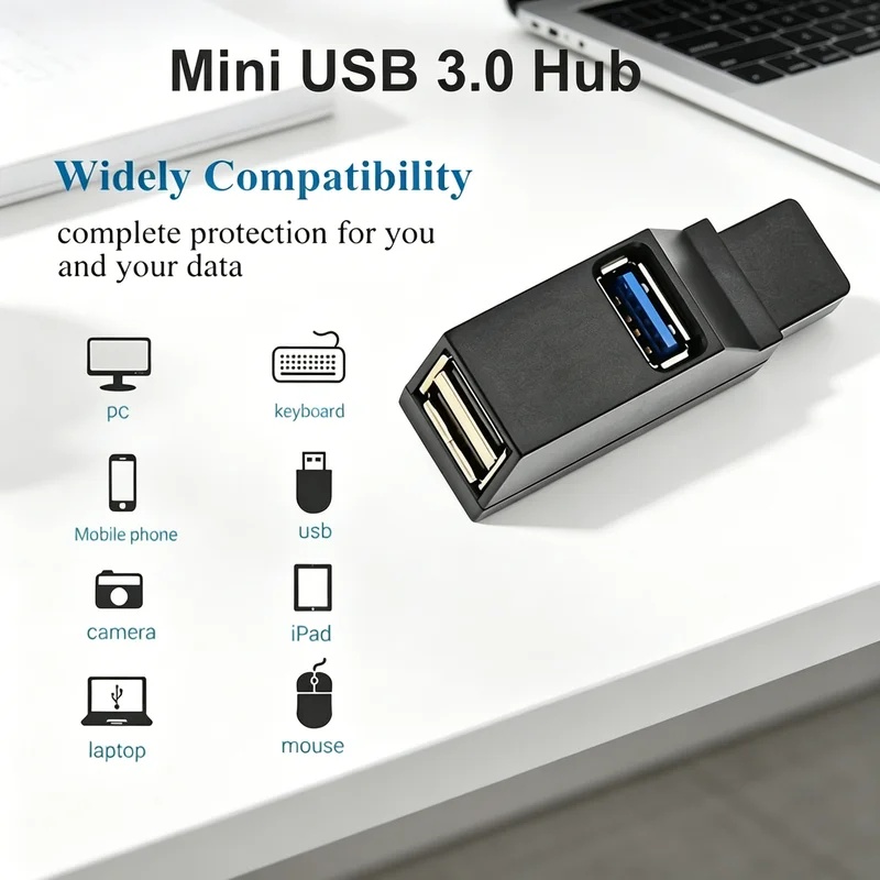 Tech Accessories Pc - USB 3.0 2.0 回転可能な 3 ポートハブスプリッター、高速データ転送複数エキスパンダー