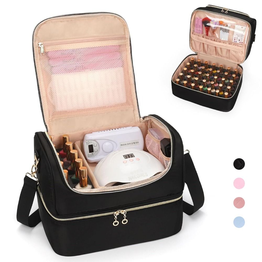 二層式ネイルポリッシュオーガナイザーバッグ、60本収納可能、 - Tech Woven Accessories のレビューと価格