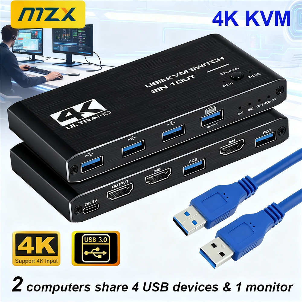 KVMスイッチ 4K 60Hz スイッチャー USB 3.0 - Tech Accessories Pc のレビューと価格