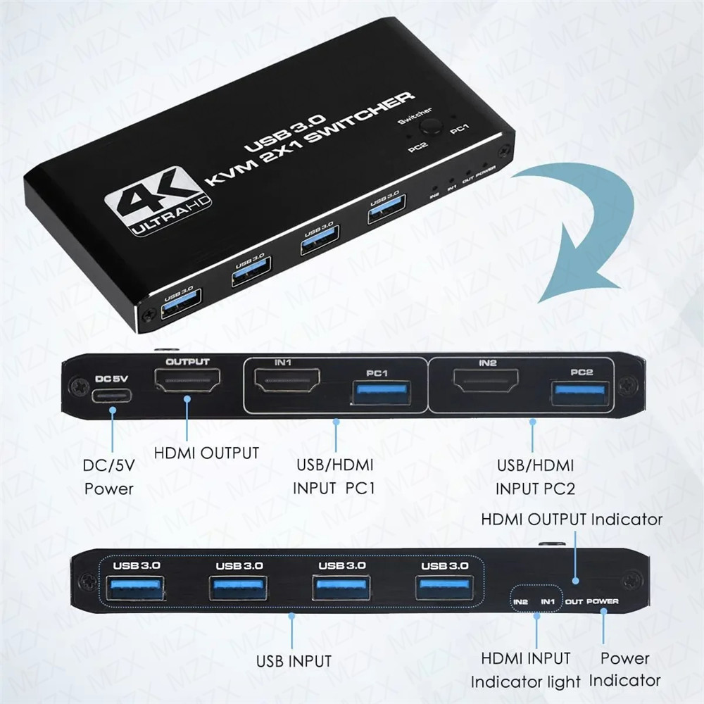 KVMスイッチ 4K 60Hz スイッチャー USB 3.0 - Tech Accessories Pc のレビューと価格